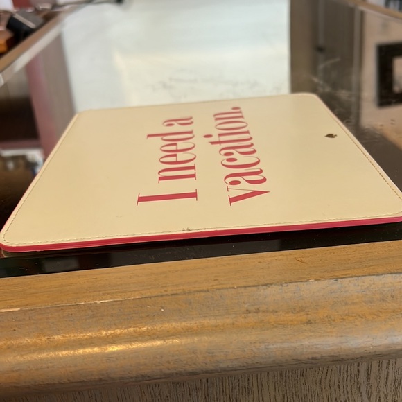 NEW Kate Spade Leather Mousepad “I need a vacation.” - Picture 3 of 3